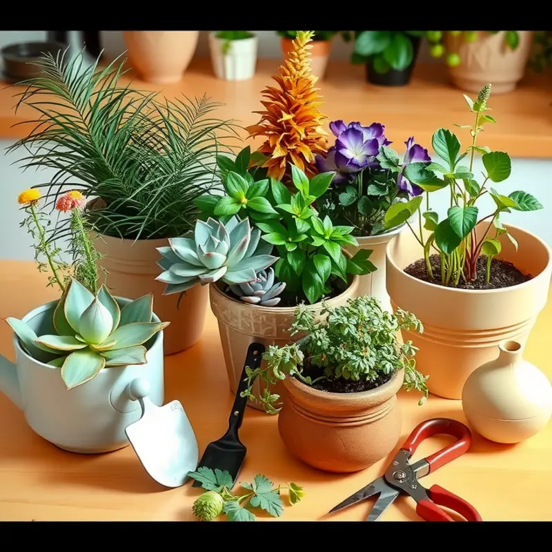 Essential tools and plants for starting your indoor garden.
