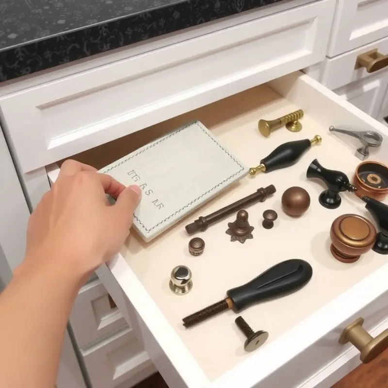 A selection of stylish removable cabinet hardware perfect for any rental.