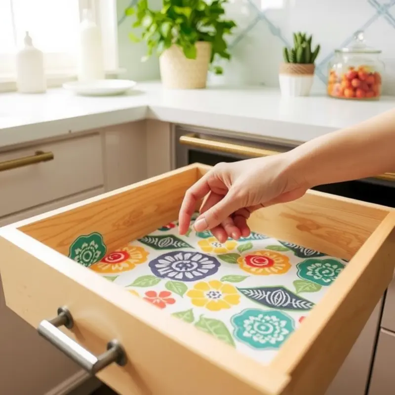 A selection of vibrant materials for DIY drawer liners.