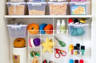 A cozy apartment craft space with organized supplies and vibrant colors.