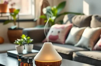 A warm and inviting apartment with aromatic candles, essential oils, and friends enjoying their time together.