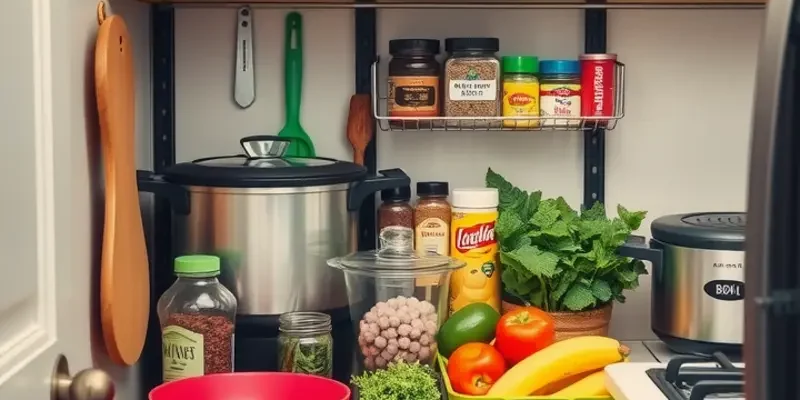 A small but vibrant kitchen meal prep station brimming with fresh ingredients.