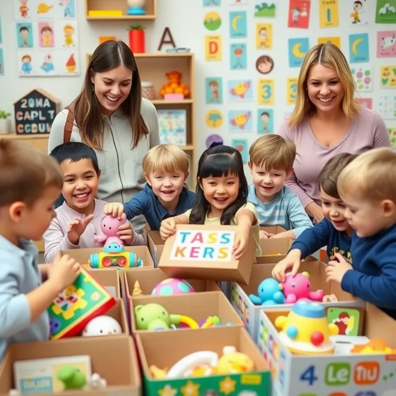 A family discussing the move with kids engaging creatively.