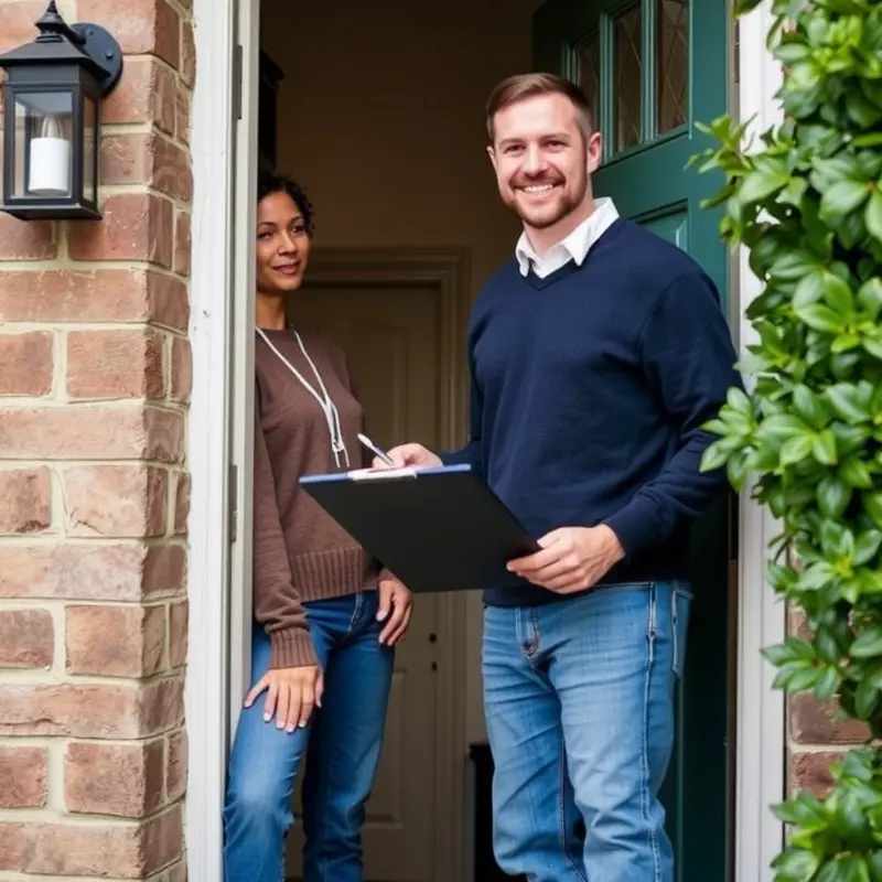 Young renters reviewing their lease for information on property entry rights.
