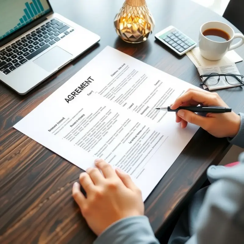 A renter diligently reviewing a lease agreement for important terms and responsibilities.