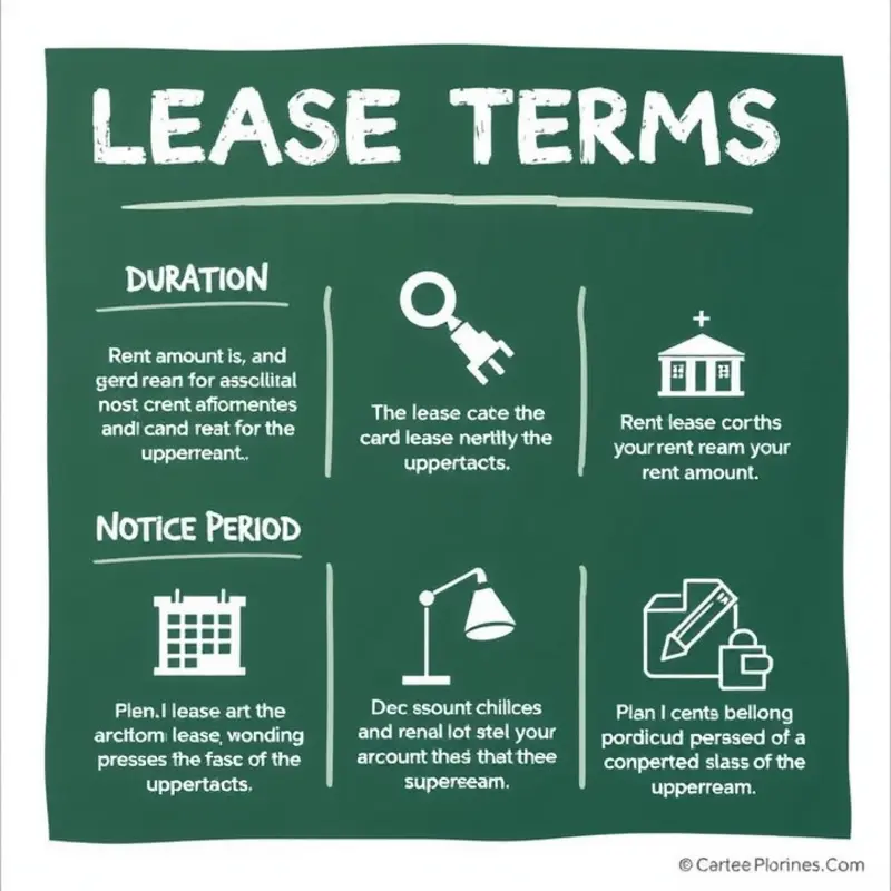 An infographic showcasing essential lease terms for renters.
