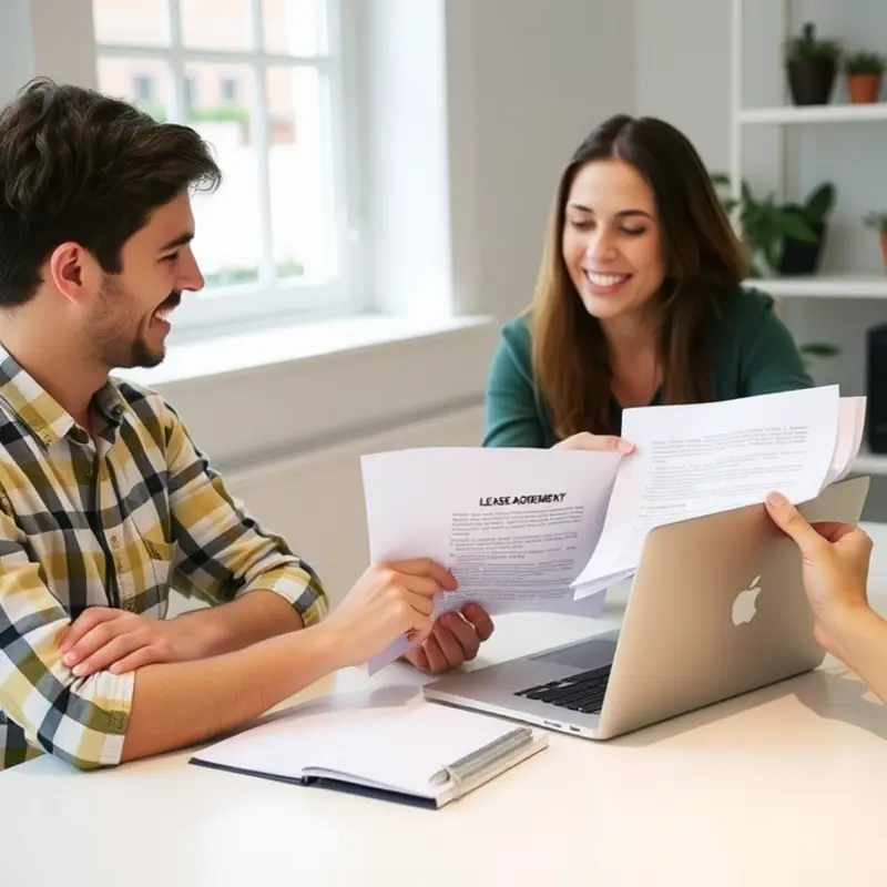 Reviewing lease responsibilities with a potential cosigner.
