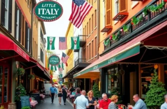 Aerial view showcasing the vibrant streets of Little Italy.