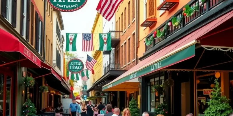 Aerial view showcasing the vibrant streets of Little Italy.