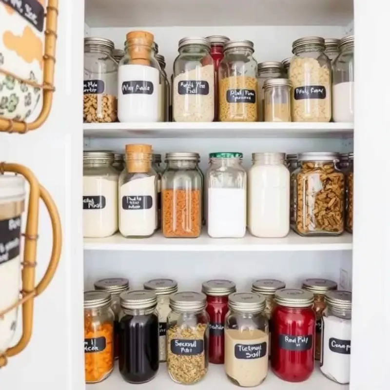 Floating shelves provide stylish storage for your pantry essentials.