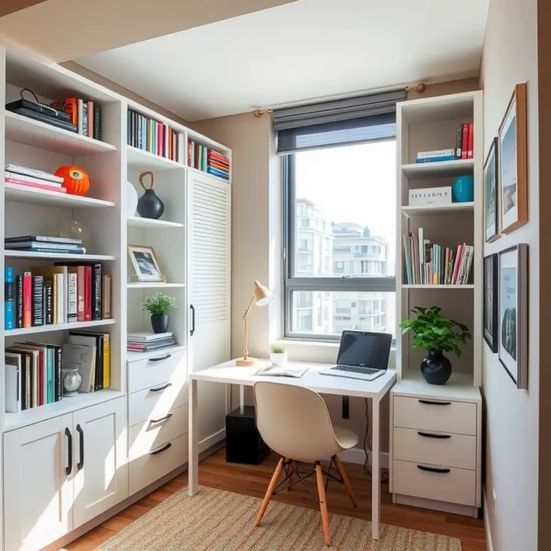 A stylish and ergonomic apartment workspace that maximizes comfort and functionality.