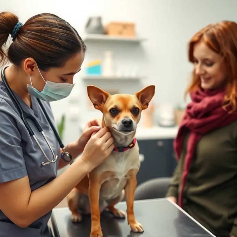 A family in a pet-friendly apartment discussing microchipping with their pets nearby.