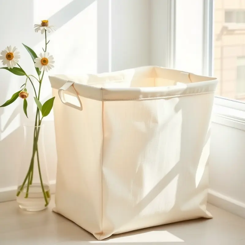 A stylish bohemian laundry basket made from jute rope, perfect for adding flair to your laundry space.