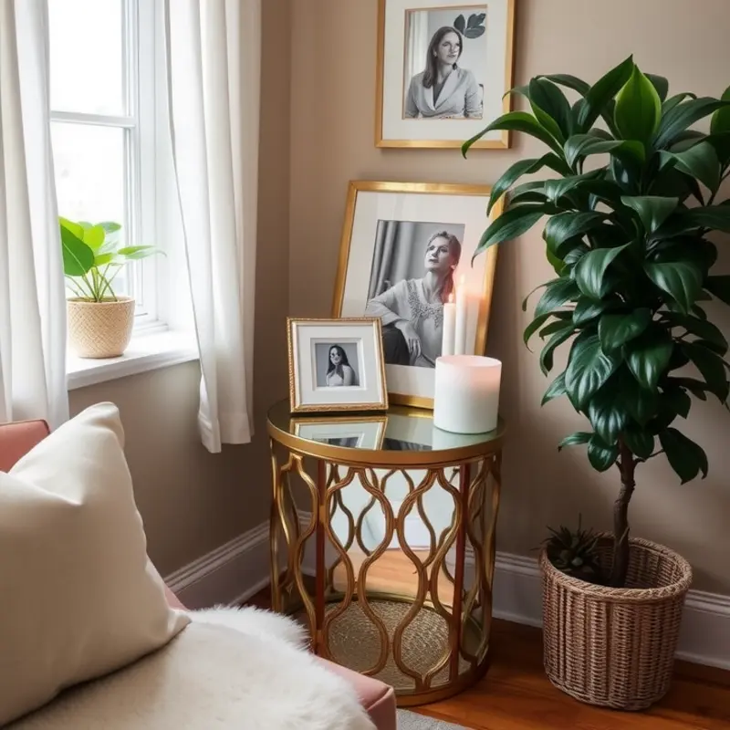 A statement mirror enhances the living space by serving as an eye-catching focal point.