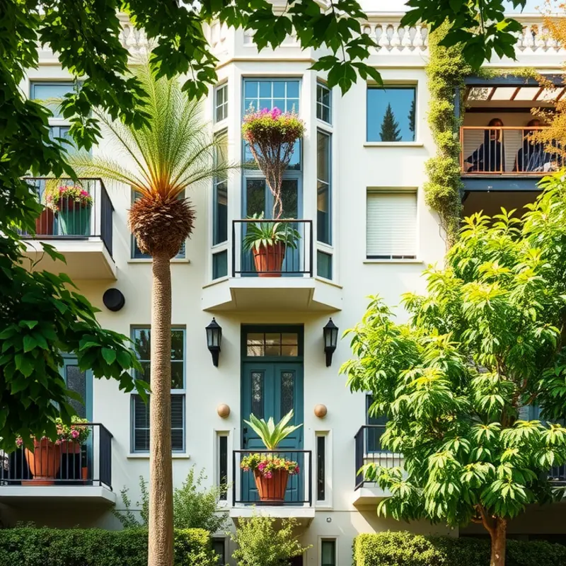 Modern apartment complex showcasing various living styles near UCLA.