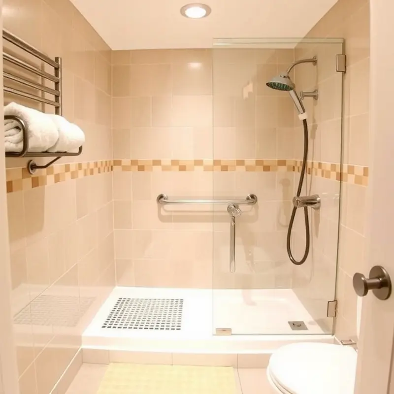 An example of a safe and secure shower environment in an apartment.