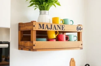 A bright and modern kitchen showcasing different DIY mug holders.