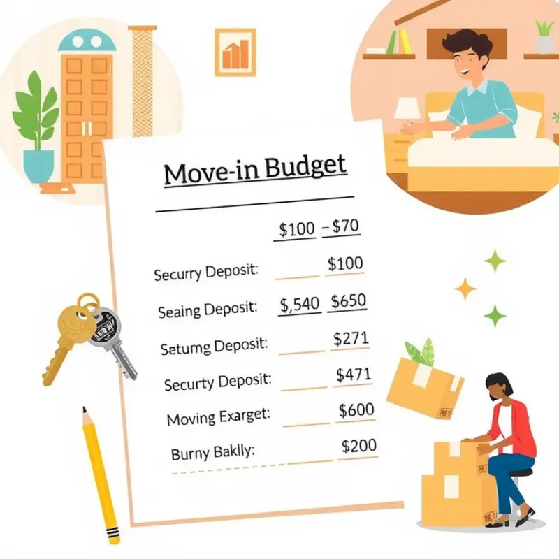 A budget breakdown of move-in costs highlighting essential expenses for first-time renters.