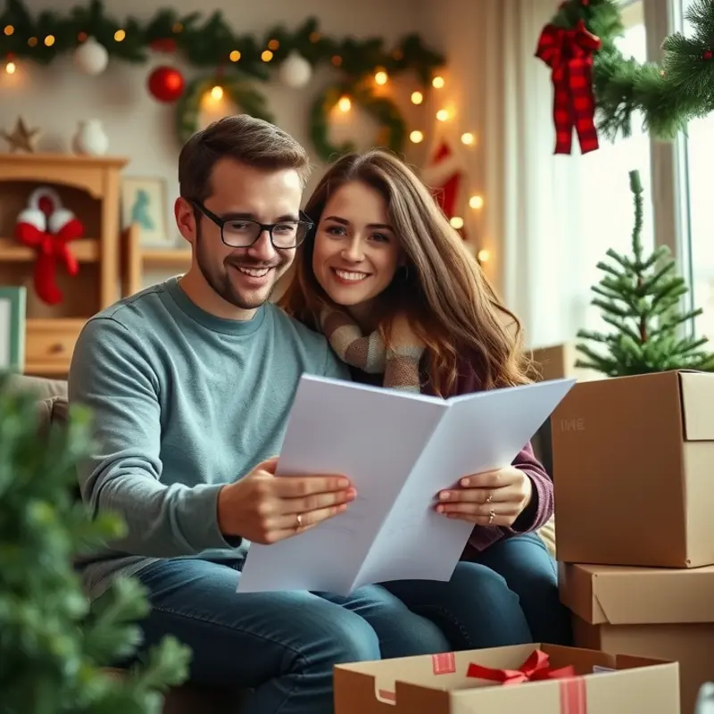 A couple prepares for their move during the holidays with a festive checklist.
