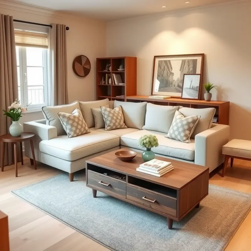 Multi-functional living room furniture for the ultimate cozy gathering space.