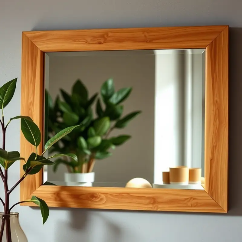 A DIY natural wood mirror frame enhances any room with warmth and character.