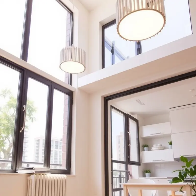 Natural and LED lighting methods enhance energy efficiency in apartments.