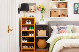 A beautifully organized apartment interior displaying various shoe storage solutions, creating a welcoming and stylish living space.