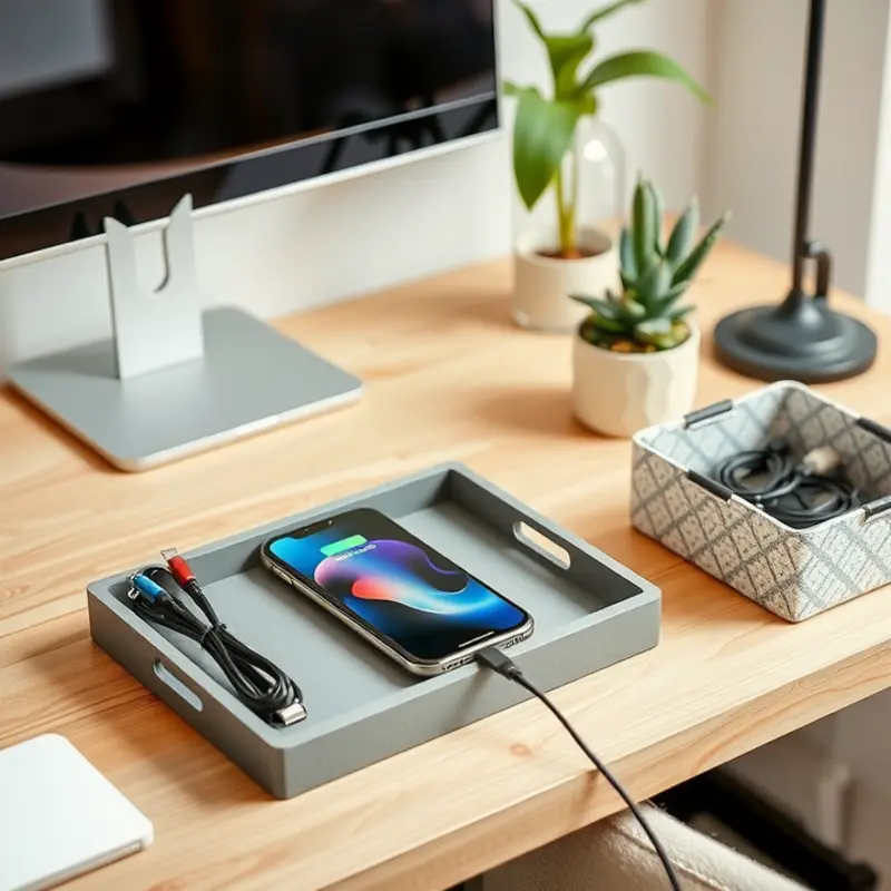 Stylish and practical charging stations found in an apartment setting.