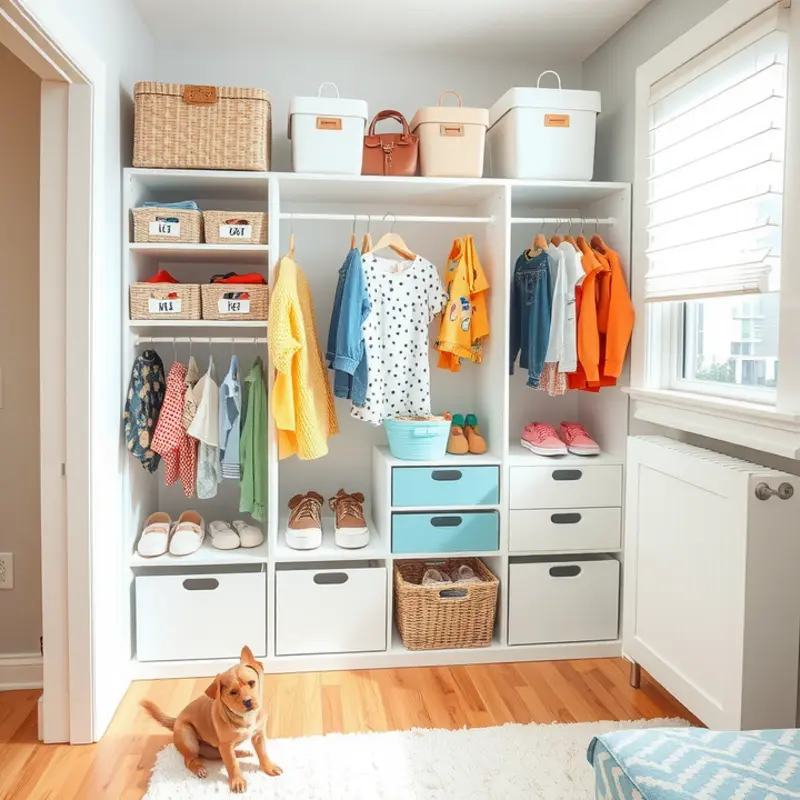 Utilizing vertical storage solutions for a charming and organized kids’ wardrobe.