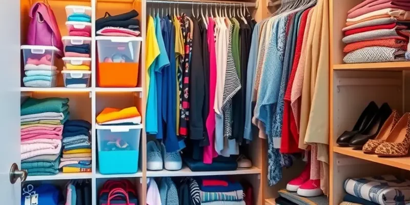 A creative and organized apartment closet that reflects personal style.