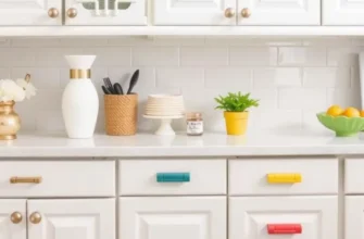 A cozy rental home decorated with unique cabinet hardware and personalized touches.