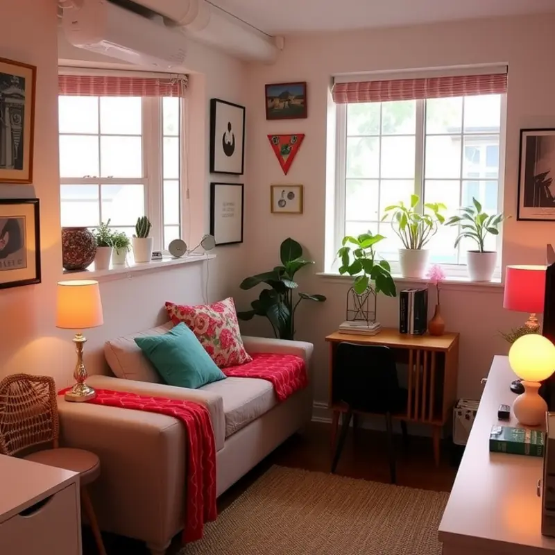 An innovative layout in a studio apartment demonstrating effective use of space.