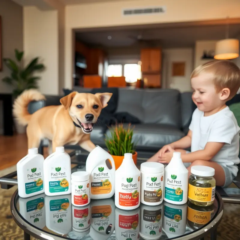 A cozy living space showcasing safe pest control products for families and pets.