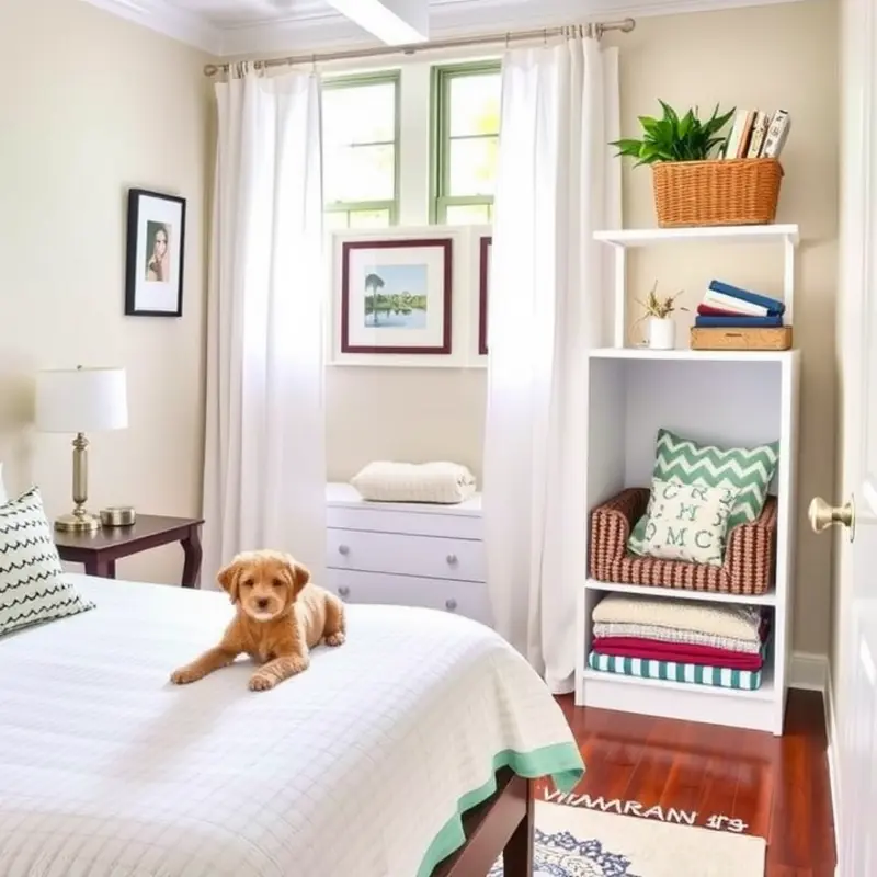 A cozy living room designed for families and their pets, featuring stylish yet durable furnishings.