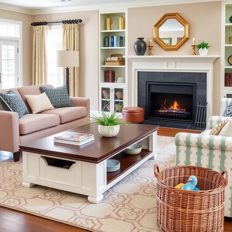 An organized and child-friendly playroom with smart storage solutions.