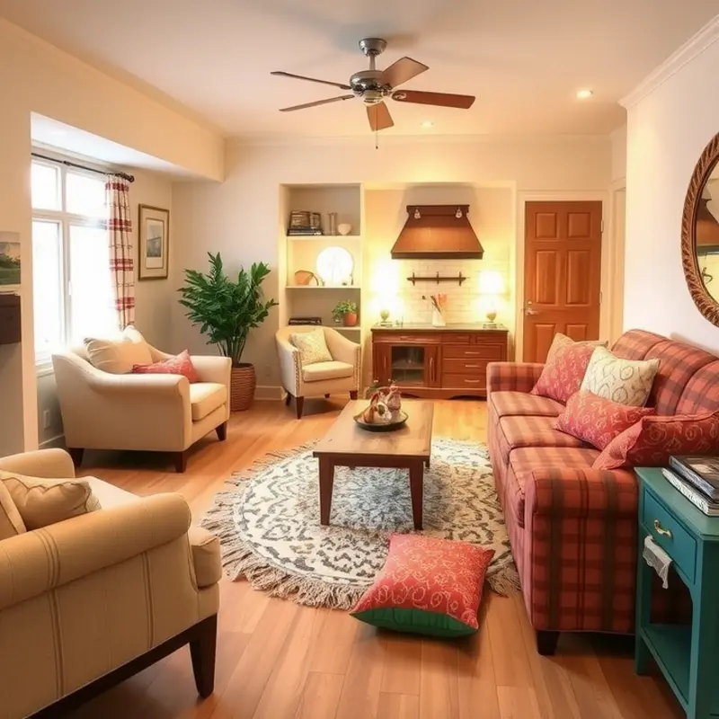An inviting living room designed for pet and family comfort.