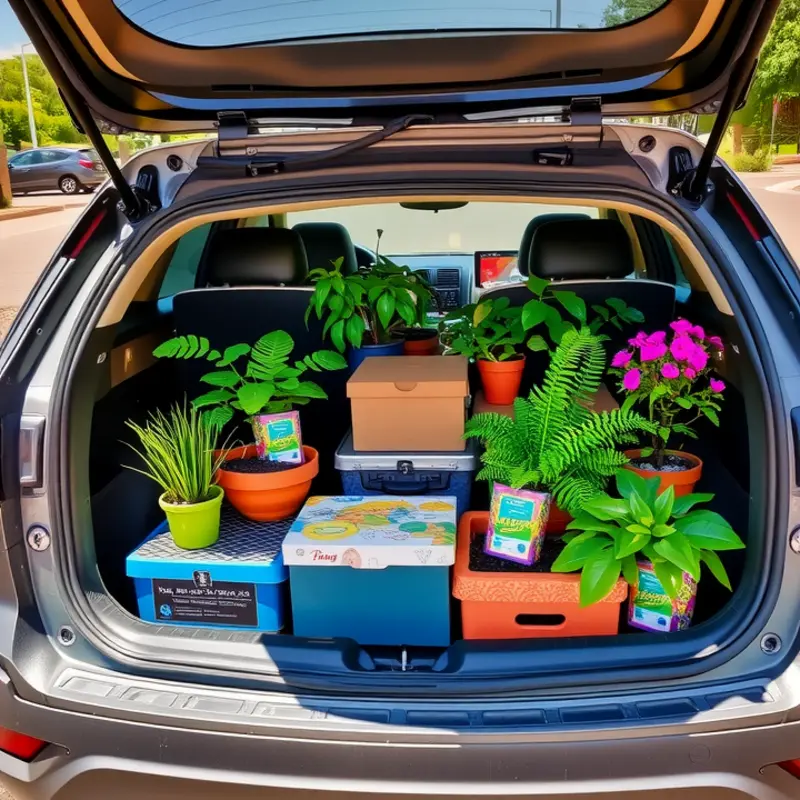 Couple preparing their plants for a move in a bright living room.