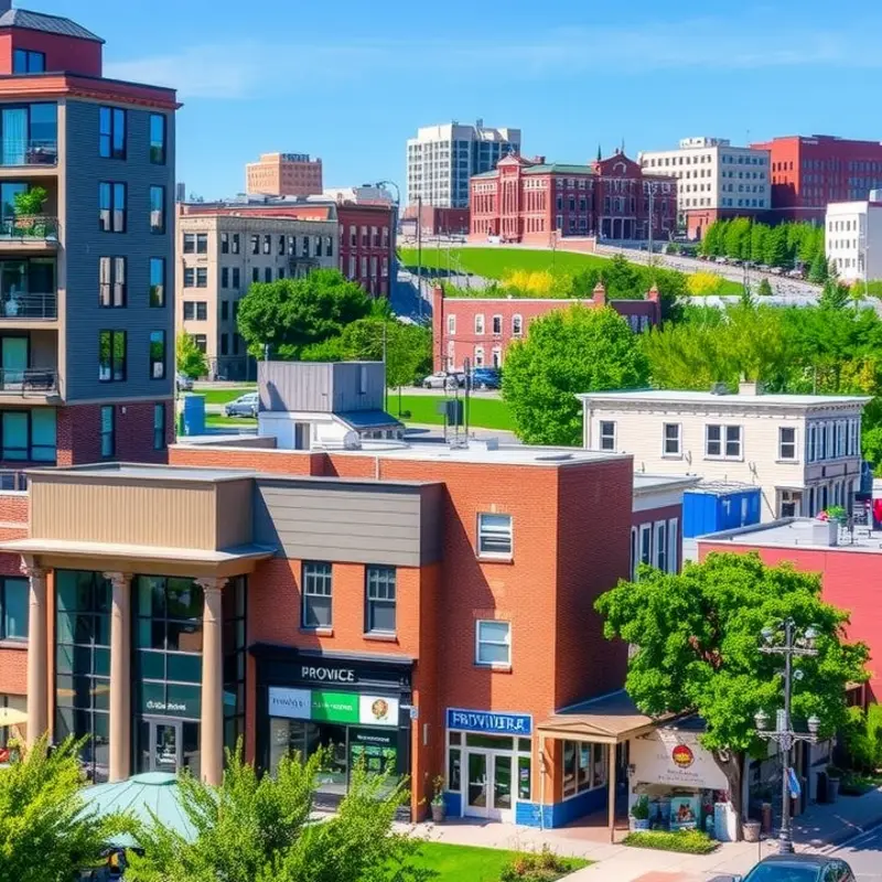 Diverse neighborhoods in Providence showcasing lively urban life.