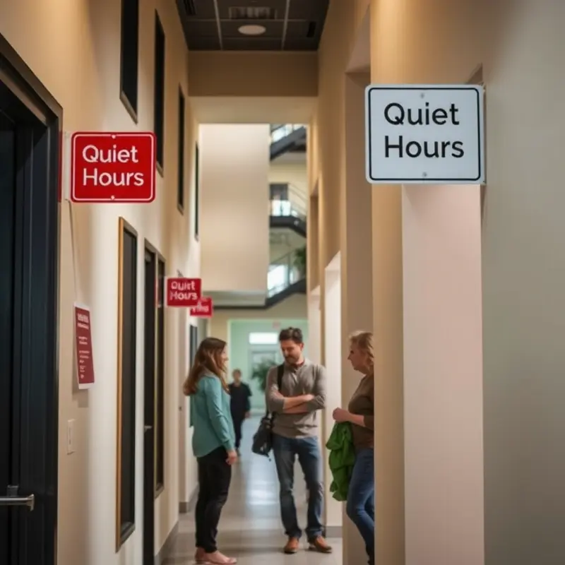 Respecting noise regulations in shared living spaces.