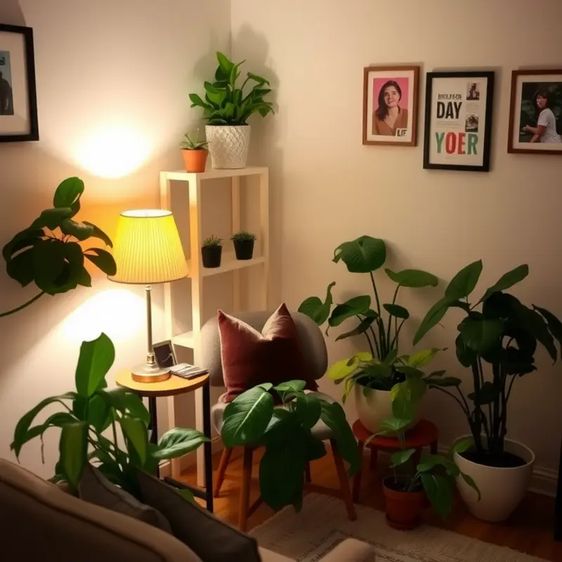 A perfect reading nook designed for small spaces, with cozy textiles and plenty of light.