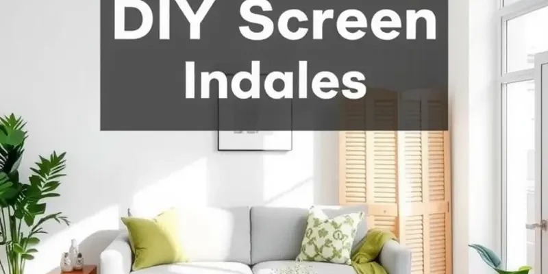 A stylishly decorated rental home with a fabric privacy screen, comfortable furniture, and greenery.