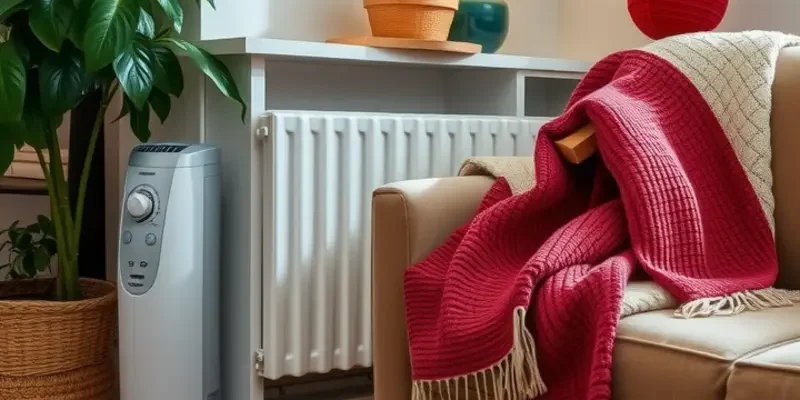 A diverse group of renters having a discussion about heating rights in a comfortable living room.