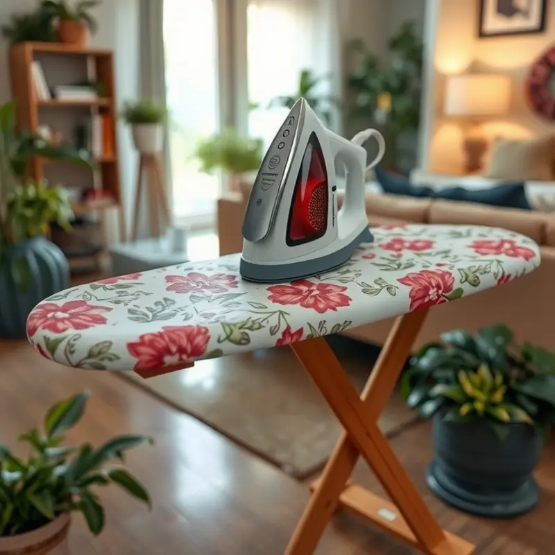 Repurposed ironing board that adds character to your rental space.