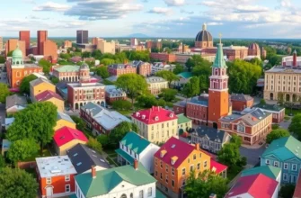 Vibrant street scene in Richmond, highlighting colorful houses and active urban life.