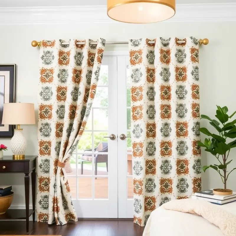 A collection of vibrant no-sew curtains enhancing a cozy living room’s ambiance.