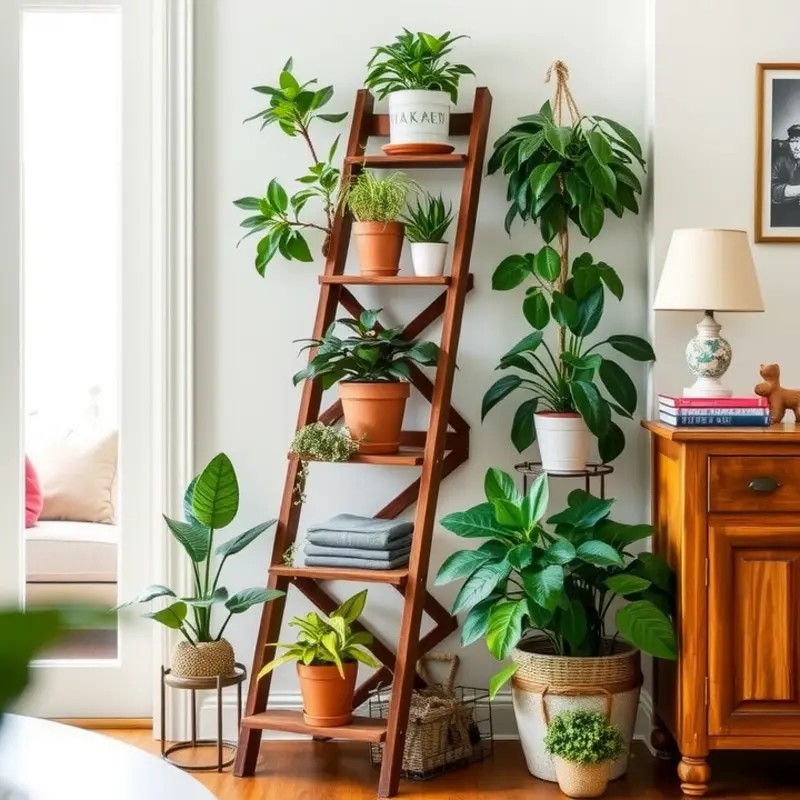 A chic minimalist plant stand enhancing the beauty of a potted fern in a modern living space.