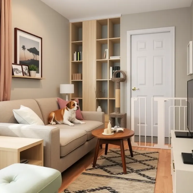 A pet-friendly apartment setting designed for safety and comfort.