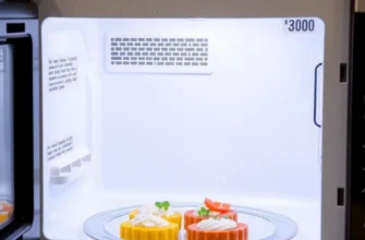 Modern apartment kitchen showcasing a clean microwave and healthy ingredients.