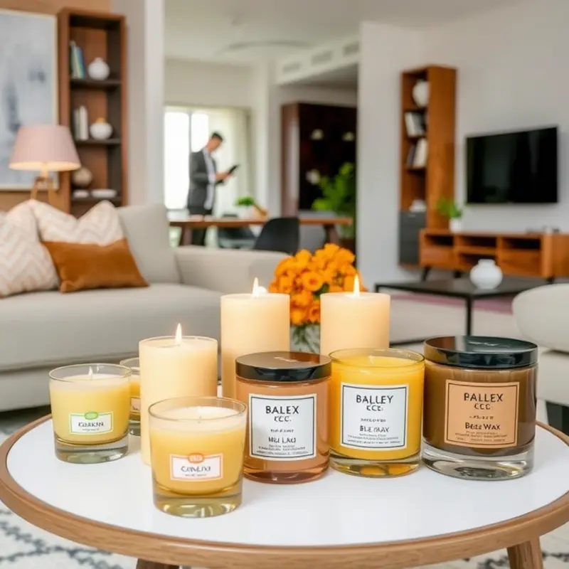 Various types of candles suitable for apartment use, showcasing eco-friendly options.