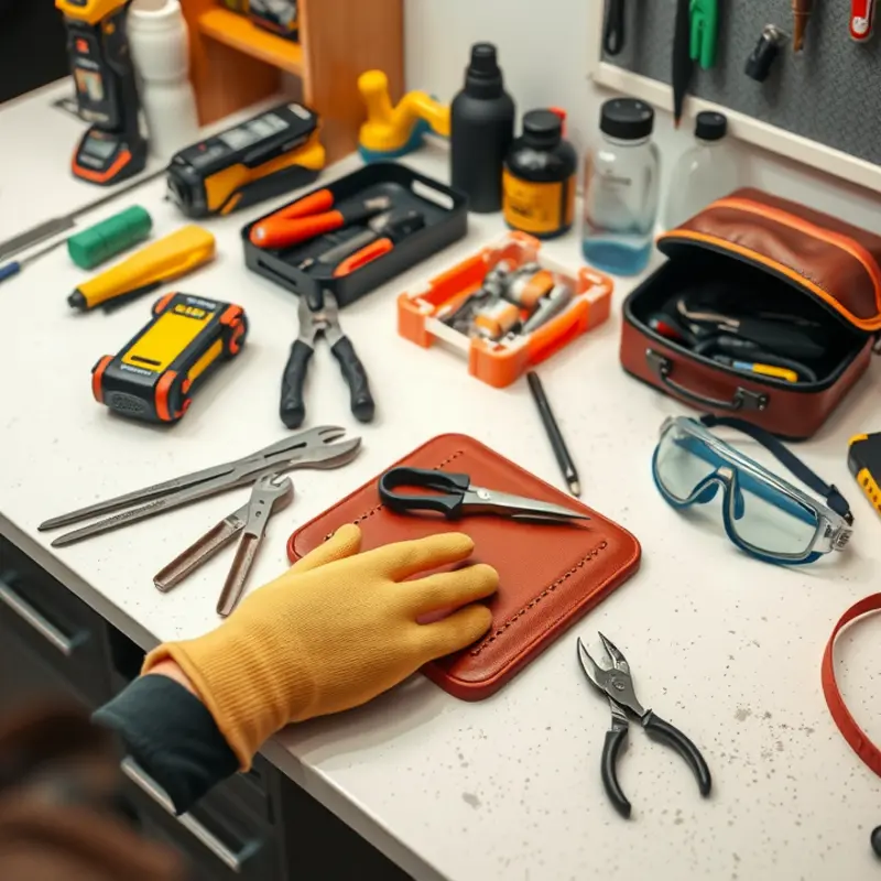 Tools and protective gear ready for safe DIY apartment repairs.